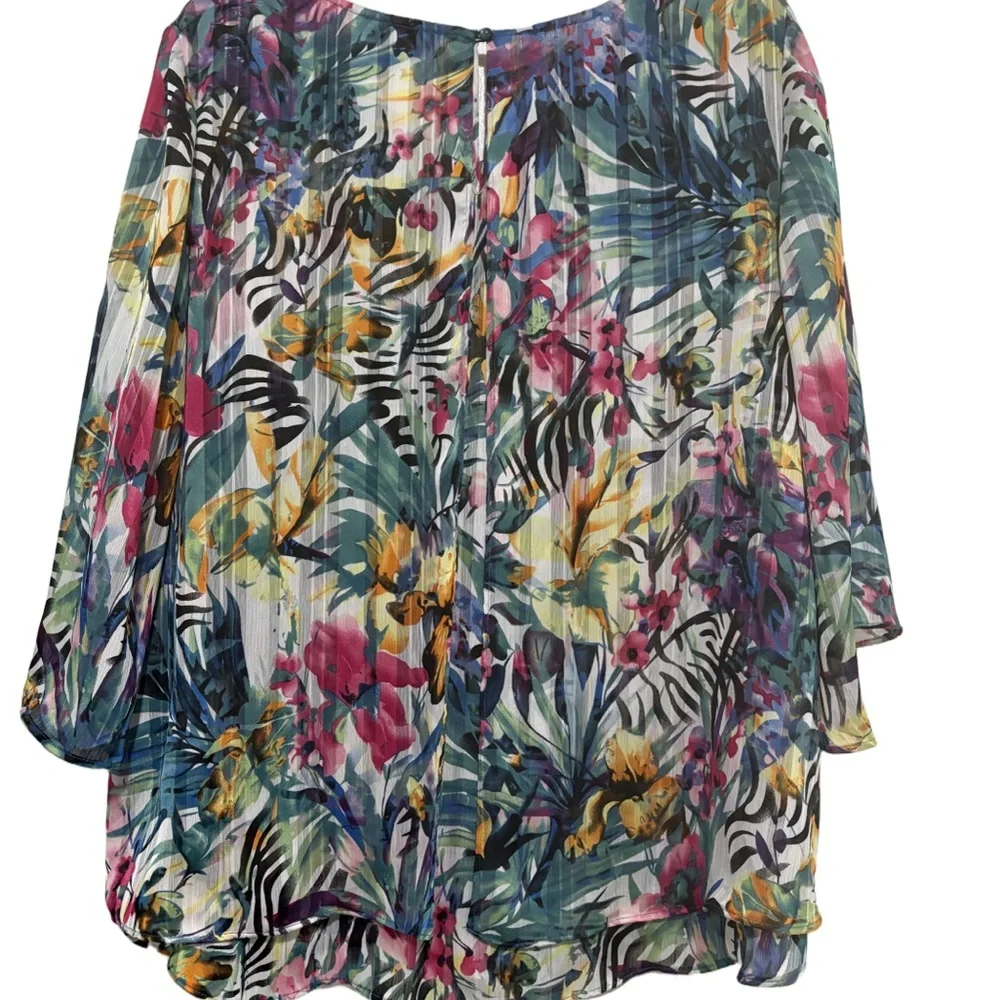 Roz & Ali Multicolor Floral Blouse - Picture 2 of 6